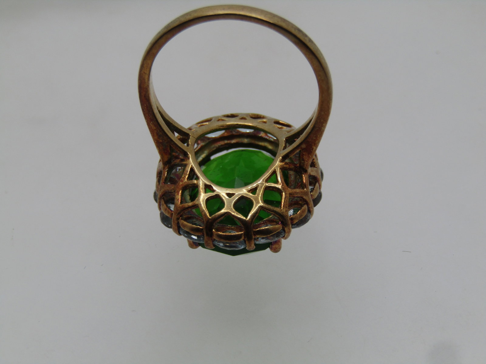 Vintage Sterling Vermeil Green and Blue Topaz Ring, Sz. 9.5, Stauer, 1990's-2000's - 4