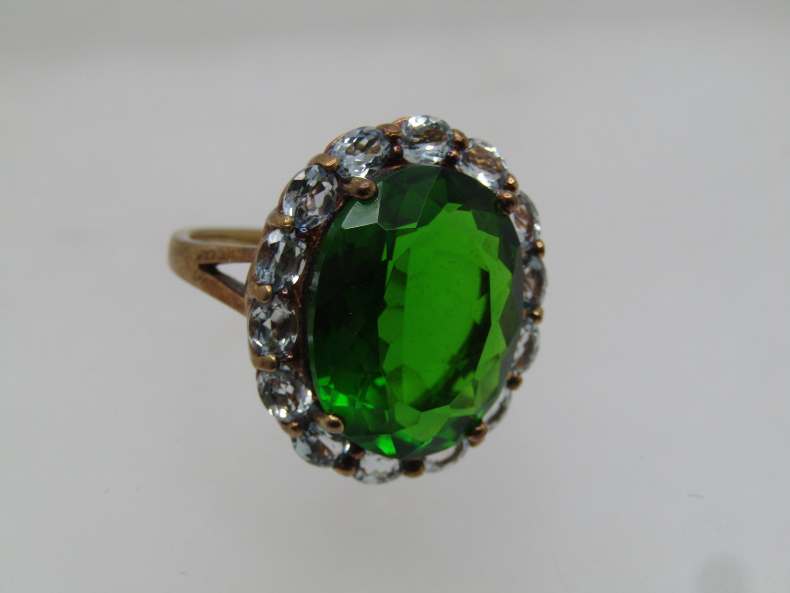 Vintage Sterling Vermeil Green and Blue Topaz Ring, Sz. 9.5, Stauer, 1990's-2000's - 5