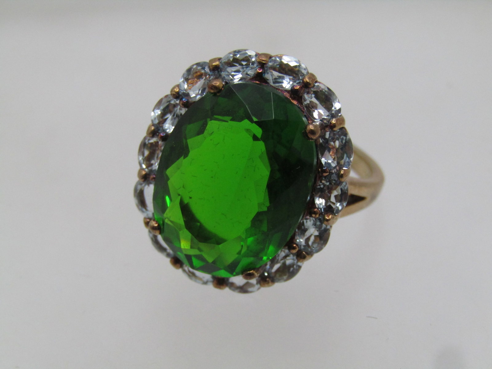 Vintage Sterling Vermeil Green and Blue Topaz Ring, Sz. 9.5, Stauer, 1990's-2000's - 6