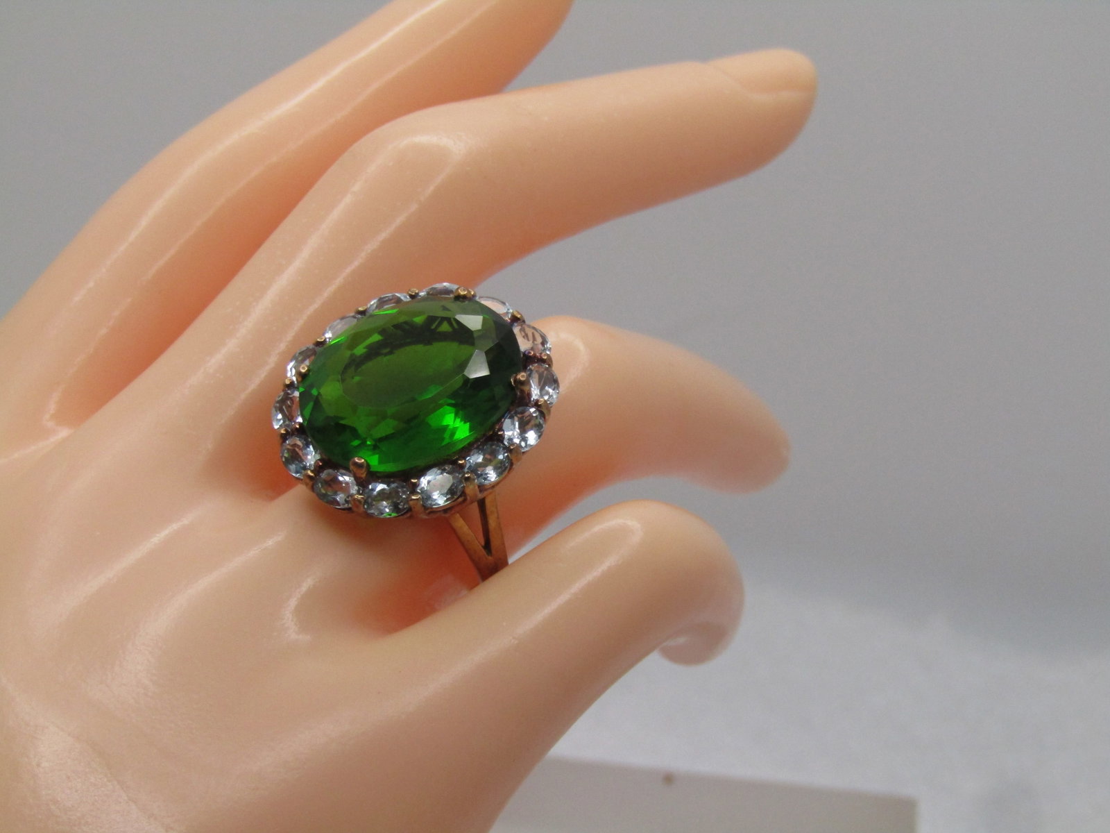 Vintage Sterling Vermeil Green and Blue Topaz Ring, Sz. 9.5, Stauer, 1990's-2000's - 7