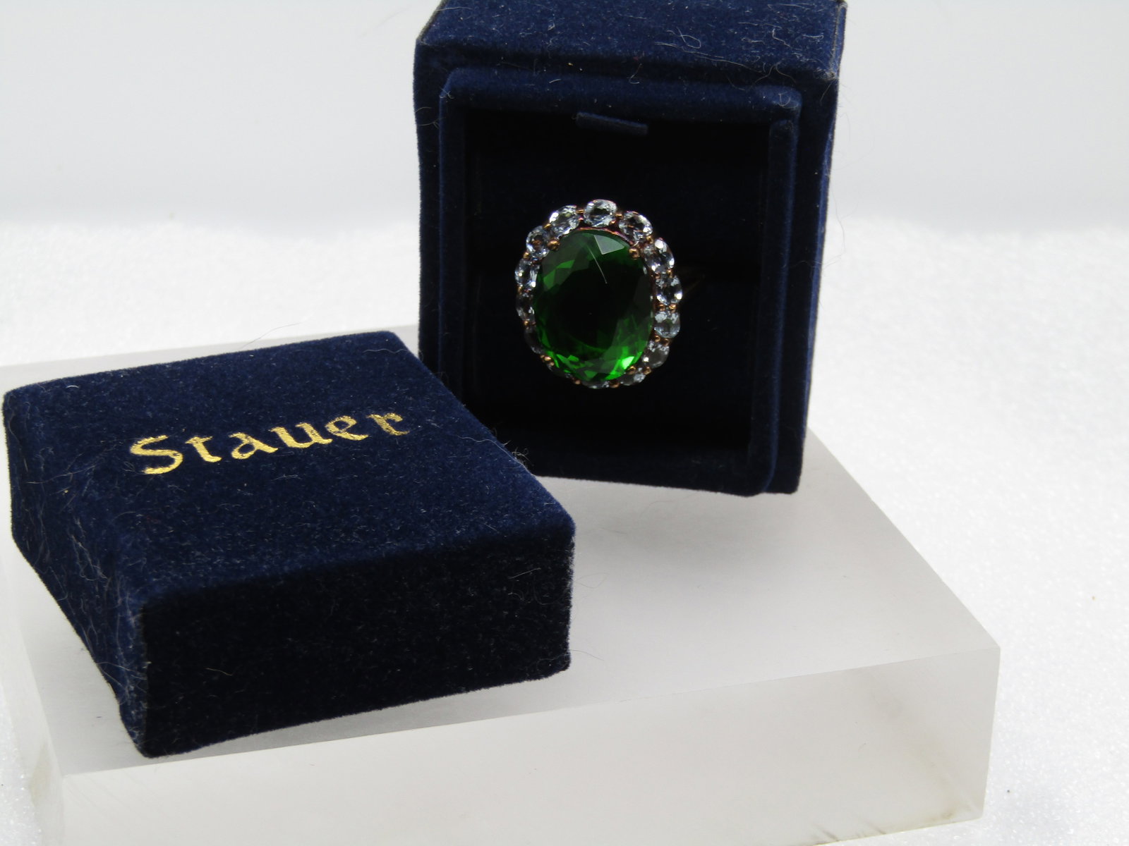 Vintage Sterling Vermeil Green and Blue Topaz Ring, Sz. 9.5, Stauer, 1990's-2000's - 8