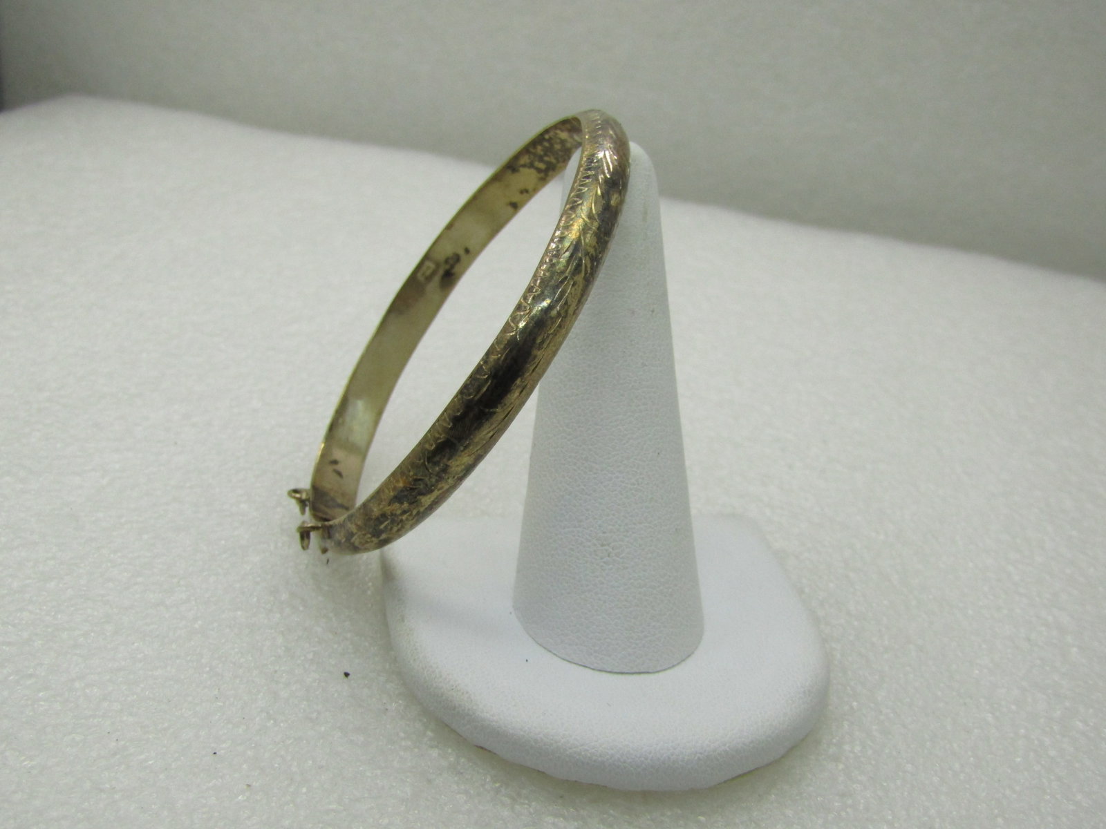Vintage Sterling Silver Engraved Bangle Bracelet, 7.25", 6.5mm - 2