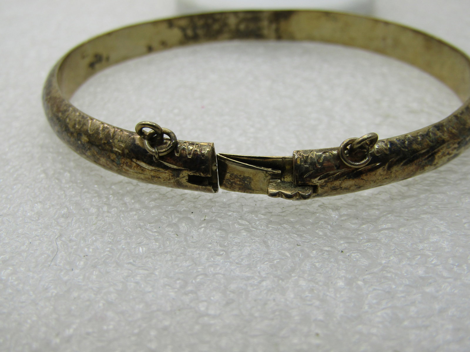 Vintage Sterling Silver Engraved Bangle Bracelet, 7.25", 6.5mm - 8