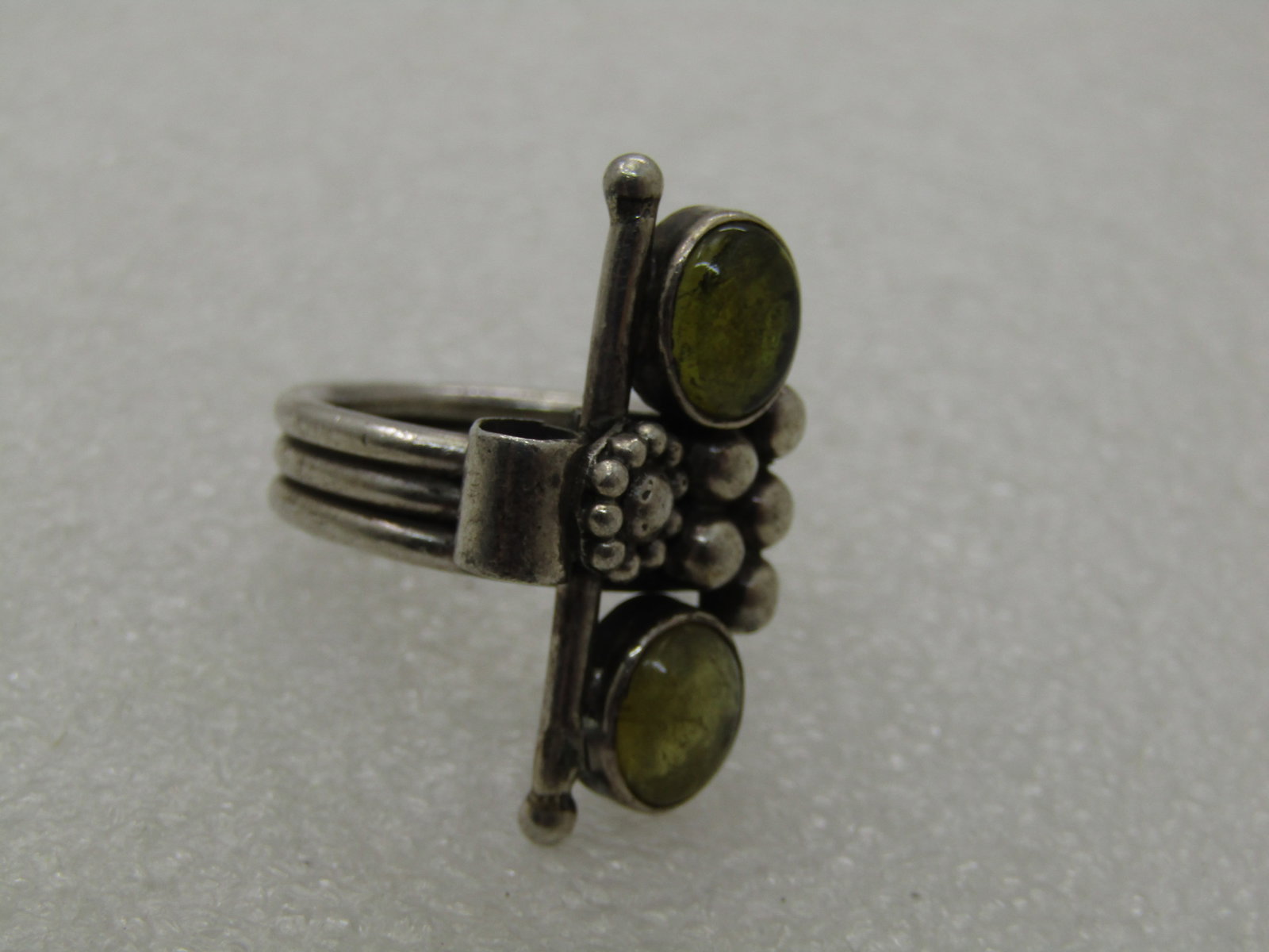 Vintage Sterling Quartz Ring, Floral/Beaded, Boho, Sz. 8.5, Mod Statement Ring - 4
