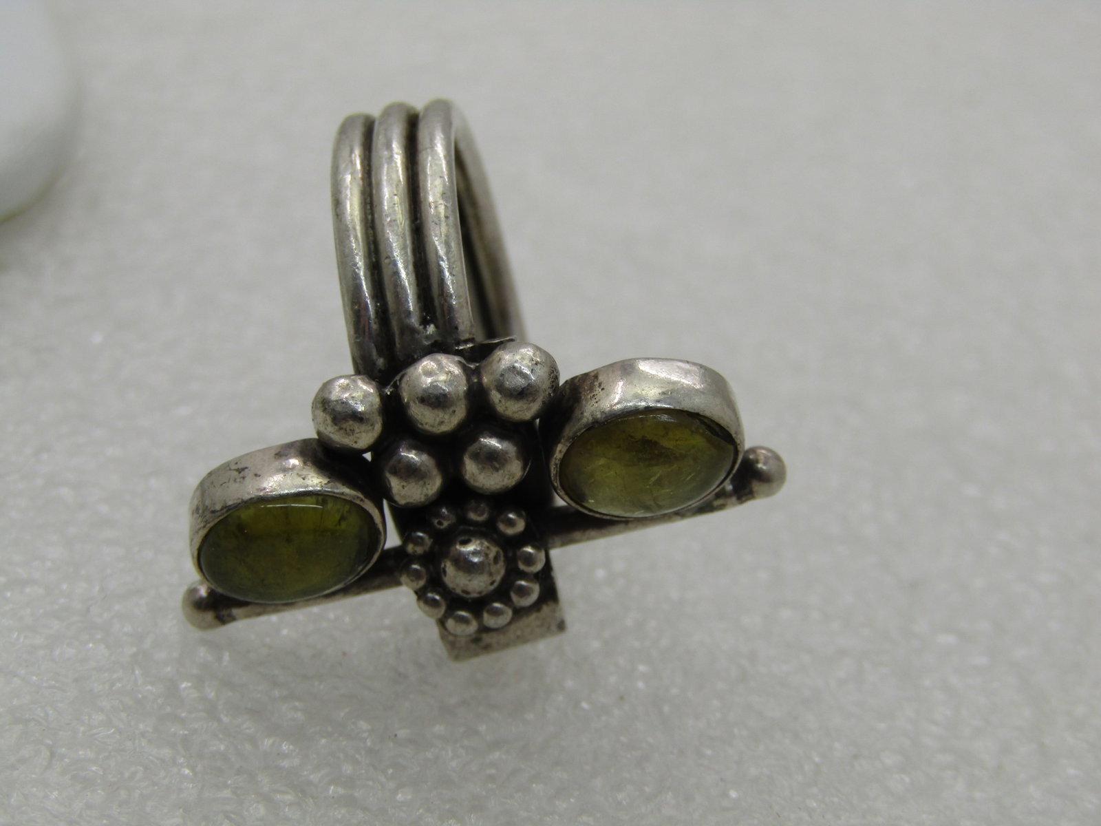 Vintage Sterling Quartz Ring, Floral/Beaded, Boho, Sz. 8.5, Mod Statement Ring - 5