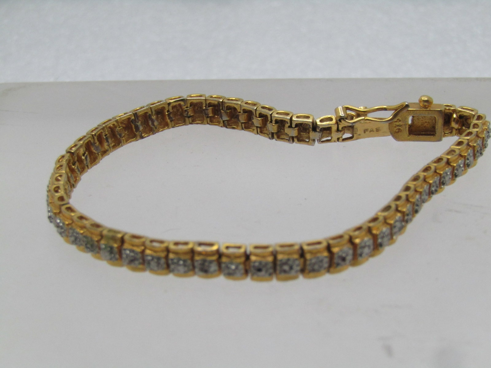 Vintage Sterling Goldwashed Illusion Tennis Bracelet 7", 1980's-1990's - 3