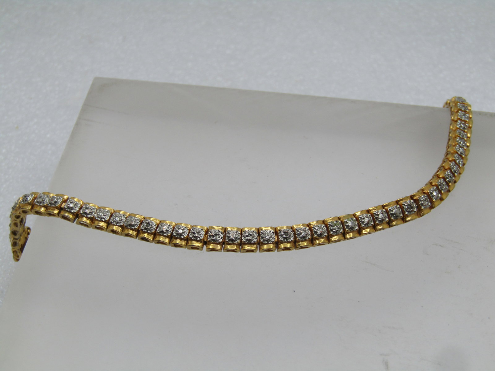 Vintage Sterling Goldwashed Illusion Tennis Bracelet 7", 1980's-1990's - 6