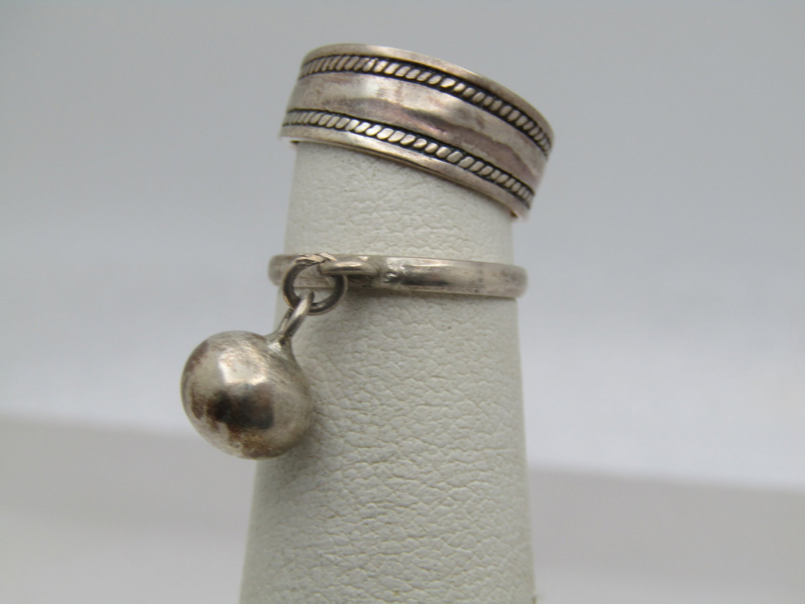 Vintage Two Sterling Toe Rings. Adjustable, 1 With Dangle Bead, 1970's-1980's - 2