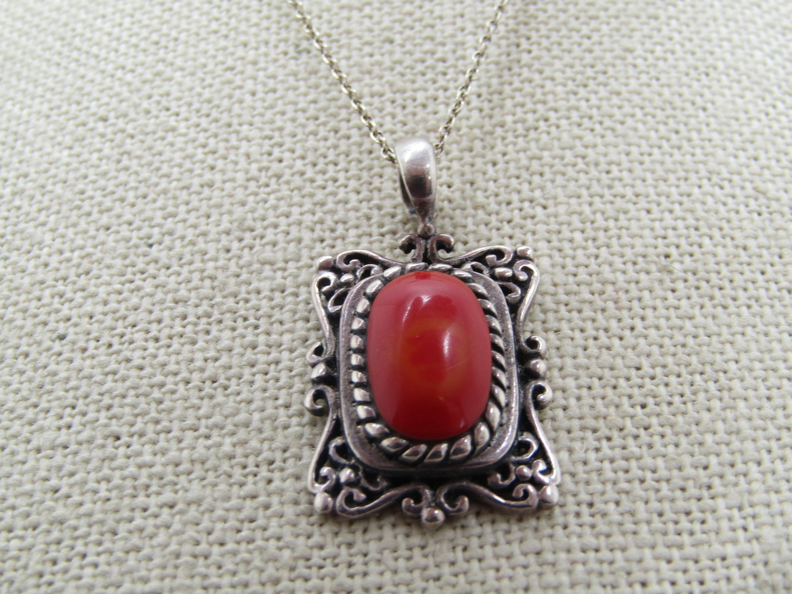Vintage Sterling Blue Stone Necklace, 20" , 1980's-1990's - 3