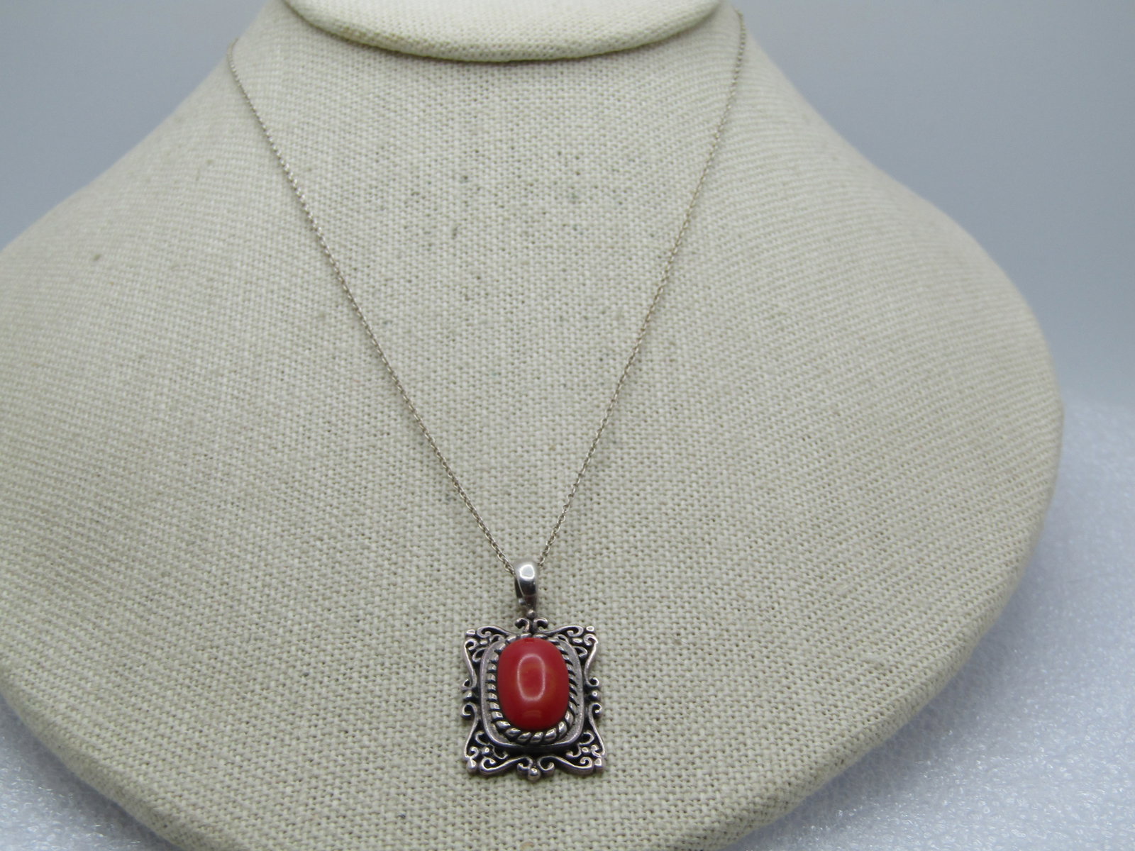 Vintage Sterling Blue Stone Necklace, 20" , 1980's-1990's - 4