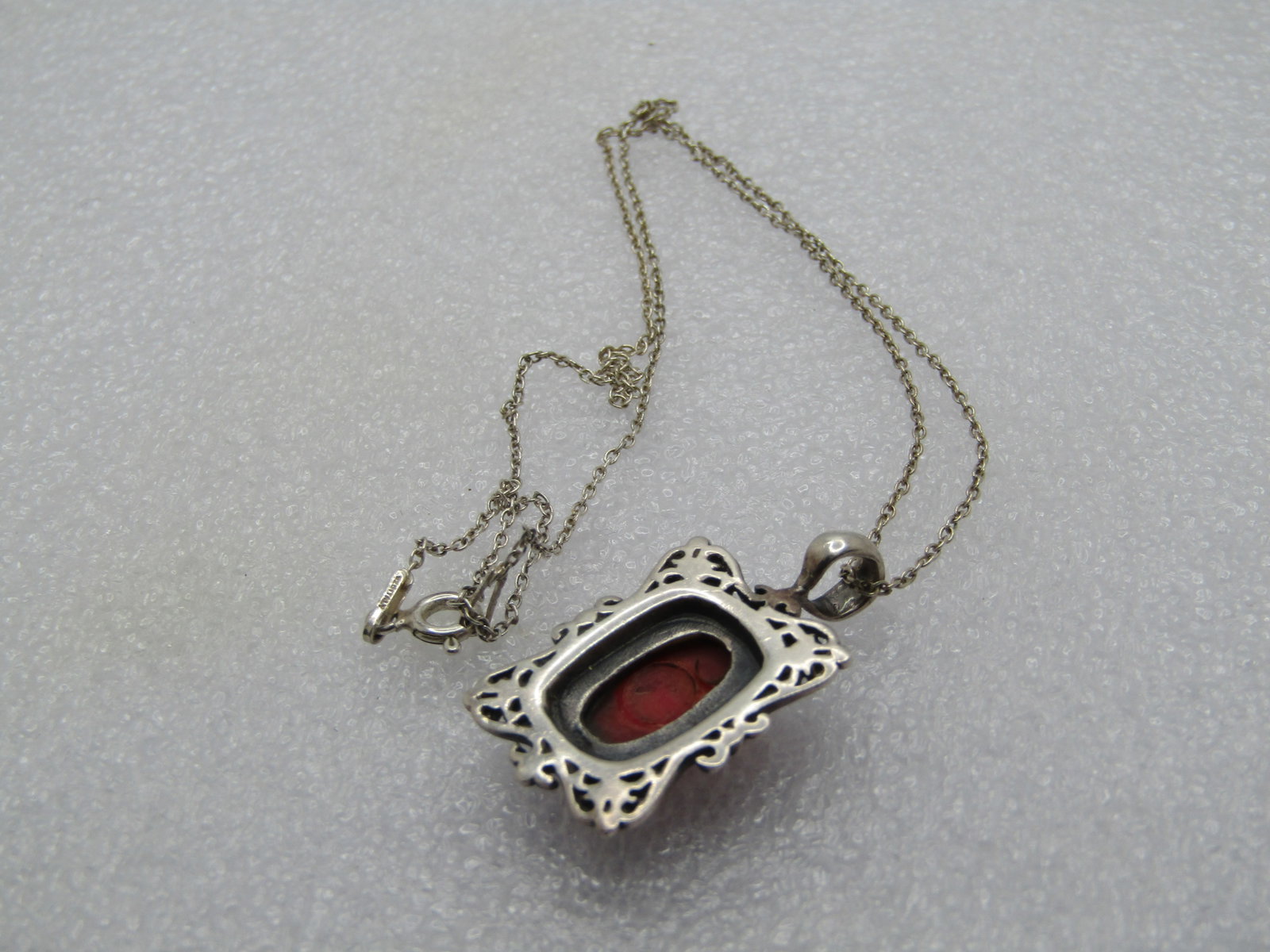 Vintage Sterling Blue Stone Necklace, 20" , 1980's-1990's - 5