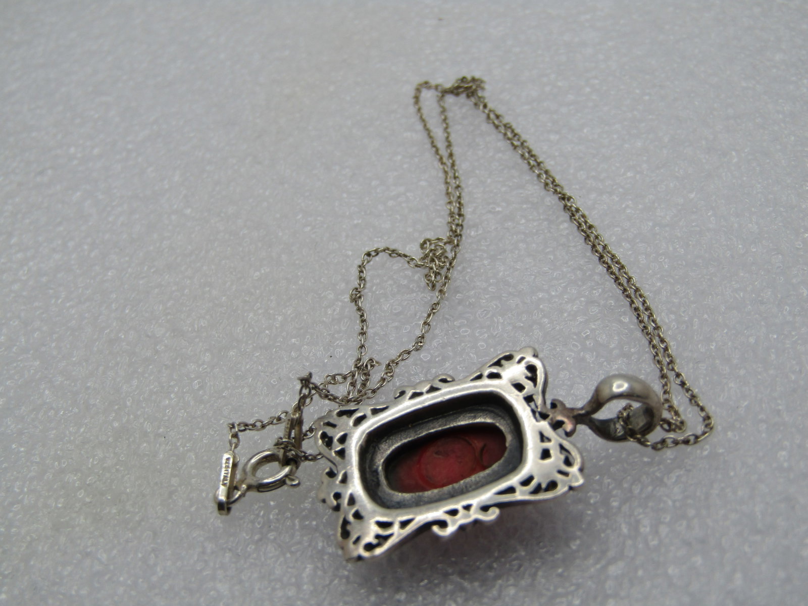 Vintage Sterling Blue Stone Necklace, 20" , 1980's-1990's - 6
