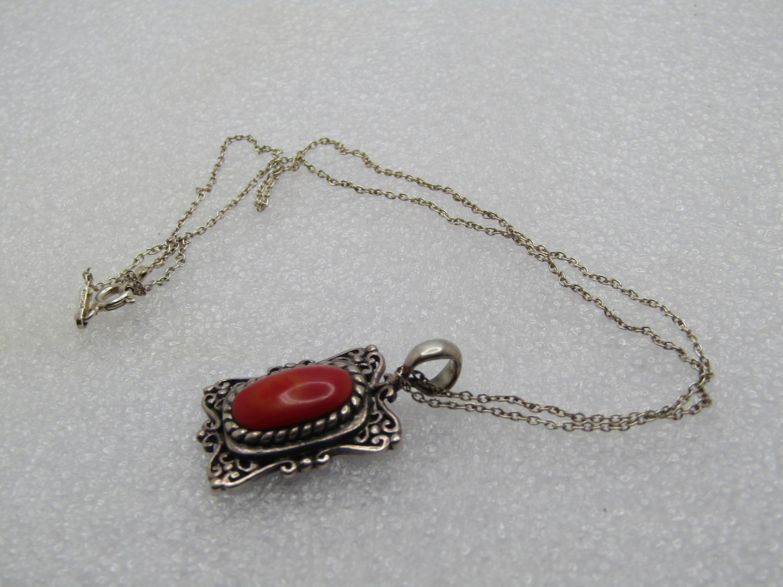 Vintage Sterling Blue Stone Necklace, 20" , 1980's-1990's - 7