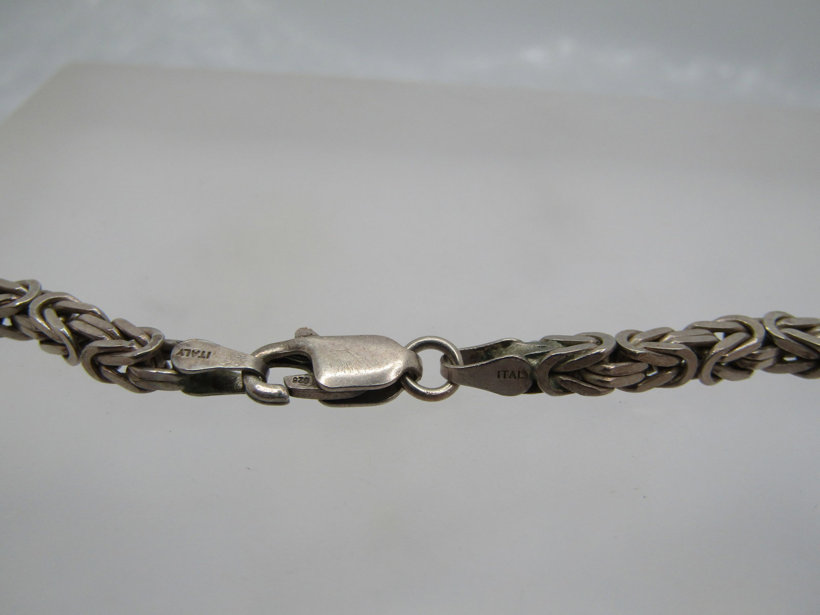 Vintage Sterling Byzantine Link Bracelet, 8", Unisex, 3mm, Signed - 2