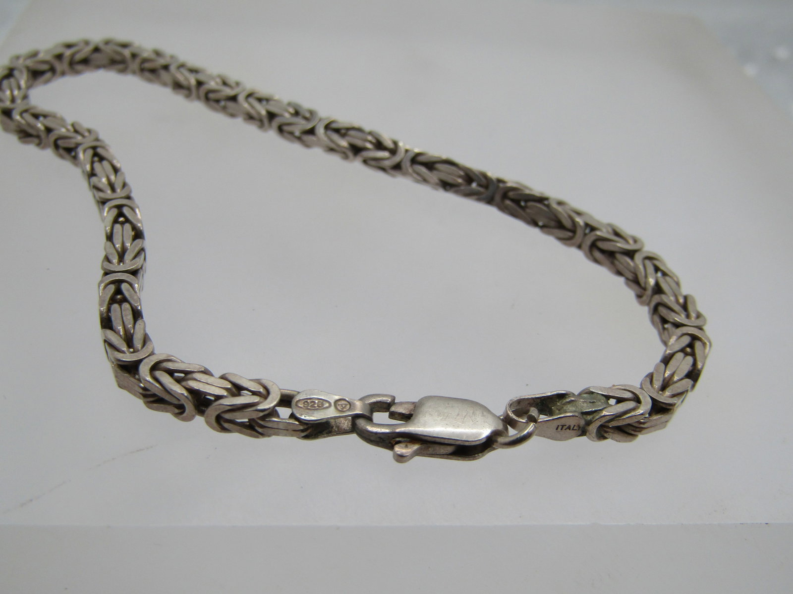 Vintage Sterling Byzantine Link Bracelet, 8", Unisex, 3mm, Signed - 3