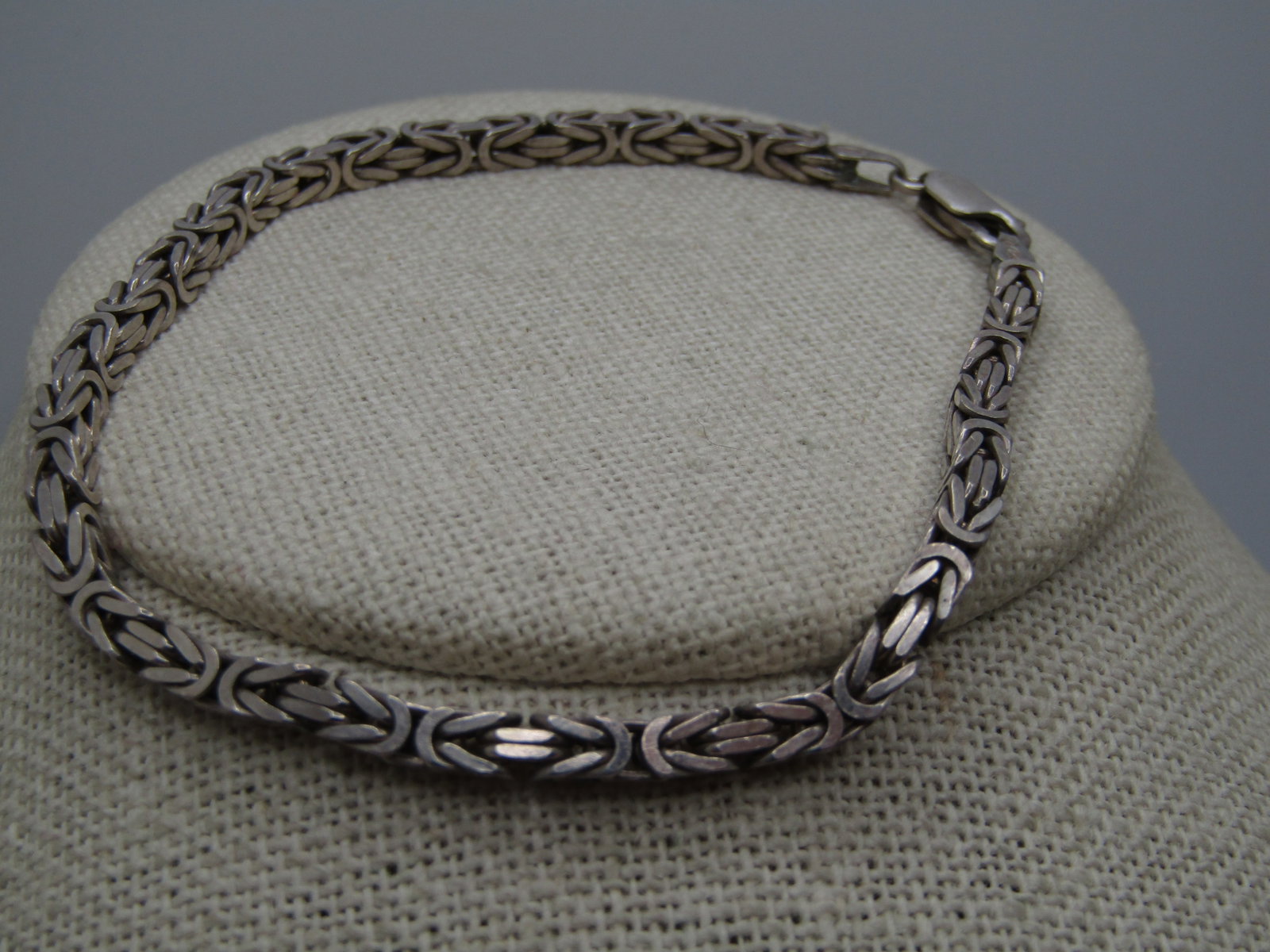 Vintage Sterling Byzantine Link Bracelet, 8", Unisex, 3mm, Signed - 5