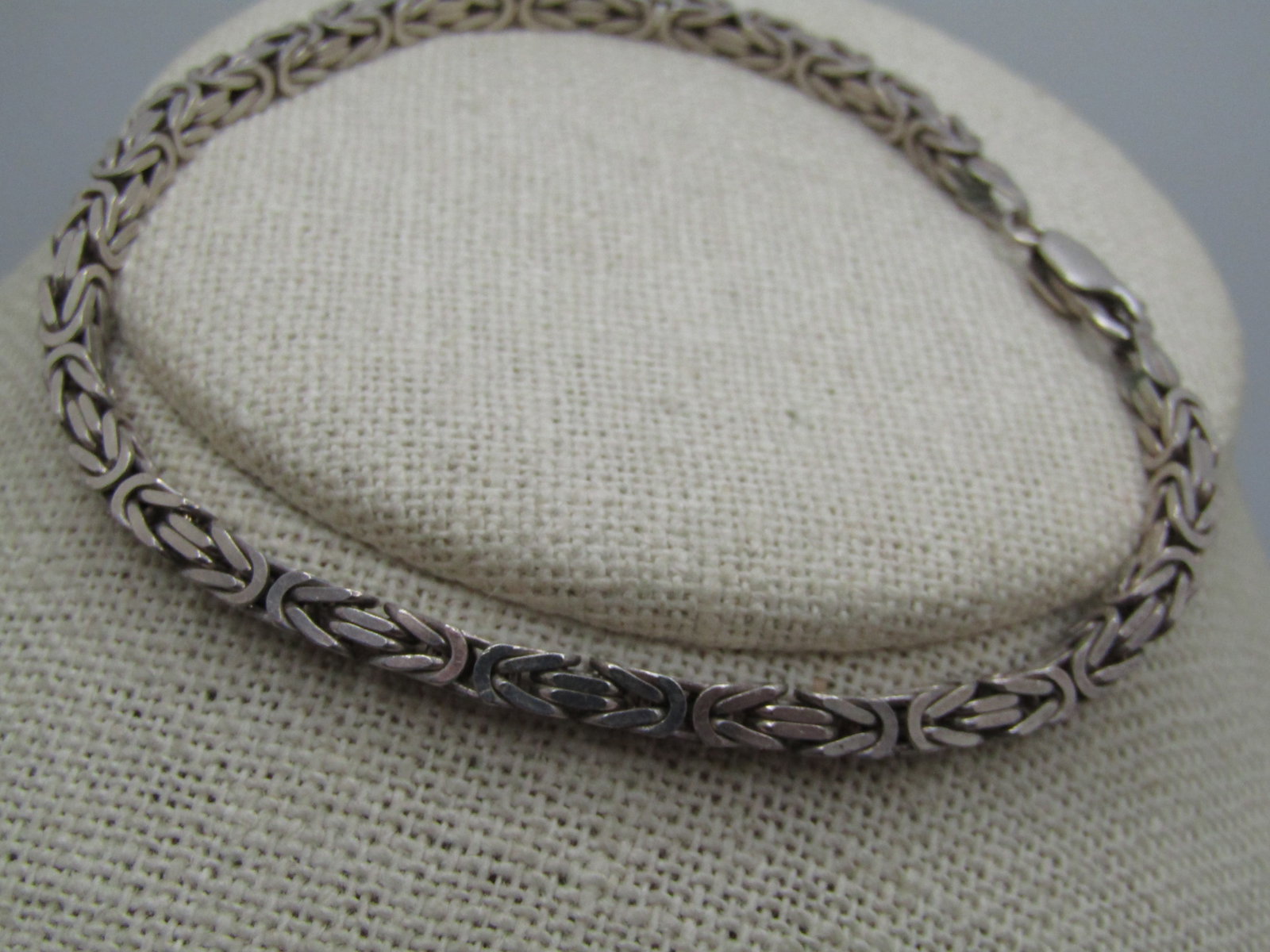 Vintage Sterling Byzantine Link Bracelet, 8", Unisex, 3mm, Signed - 6
