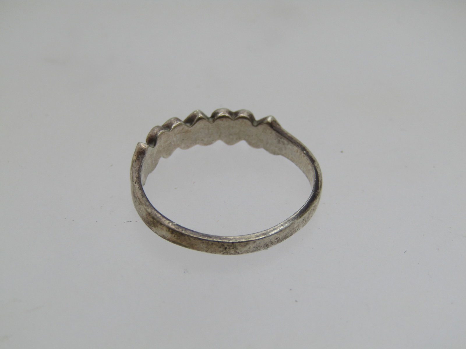 Vintage Sterling Heart Marcasite Band Ring, Signed D, Sz. 8 - 5