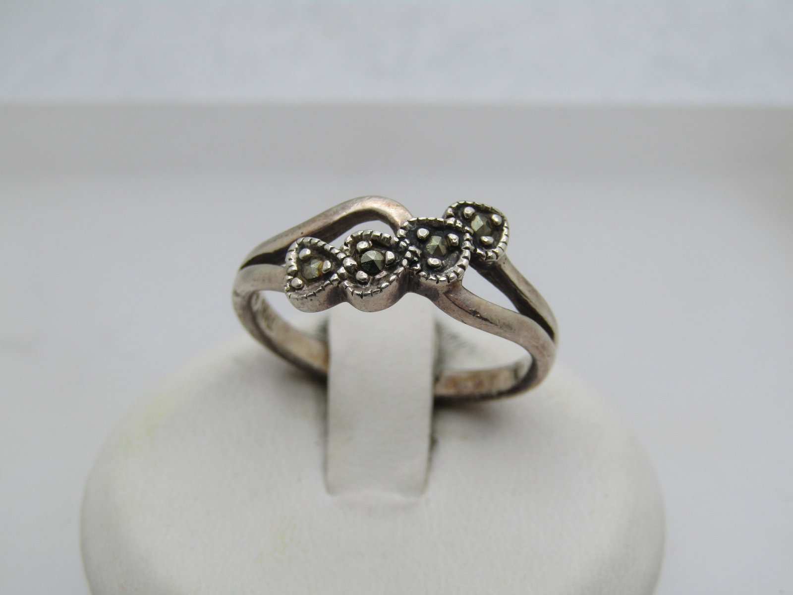 Vintage Sterling Heart with Marcasites Ring, Sz. 8. Signed (1 of 5)