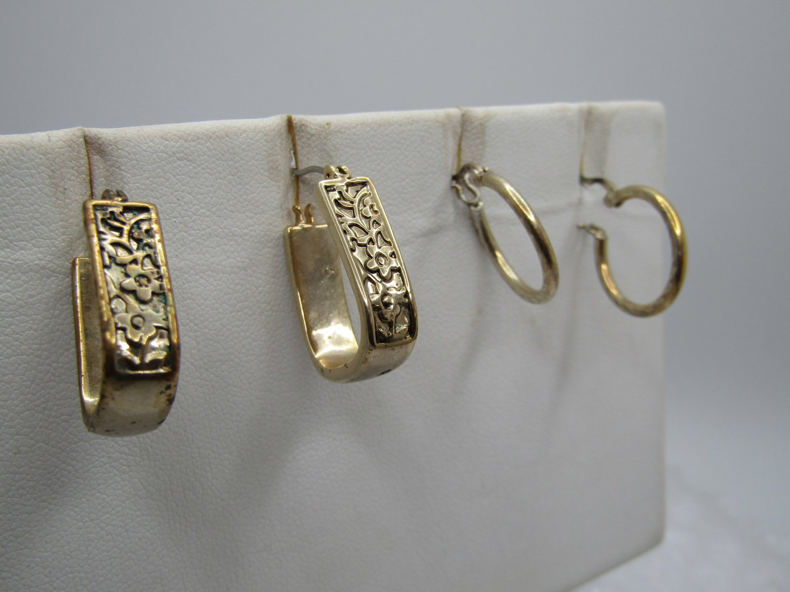 Vintage Sterling Hoop Earrings/Gold Tone Hoop Earrings, Pierced, 1980's - 2