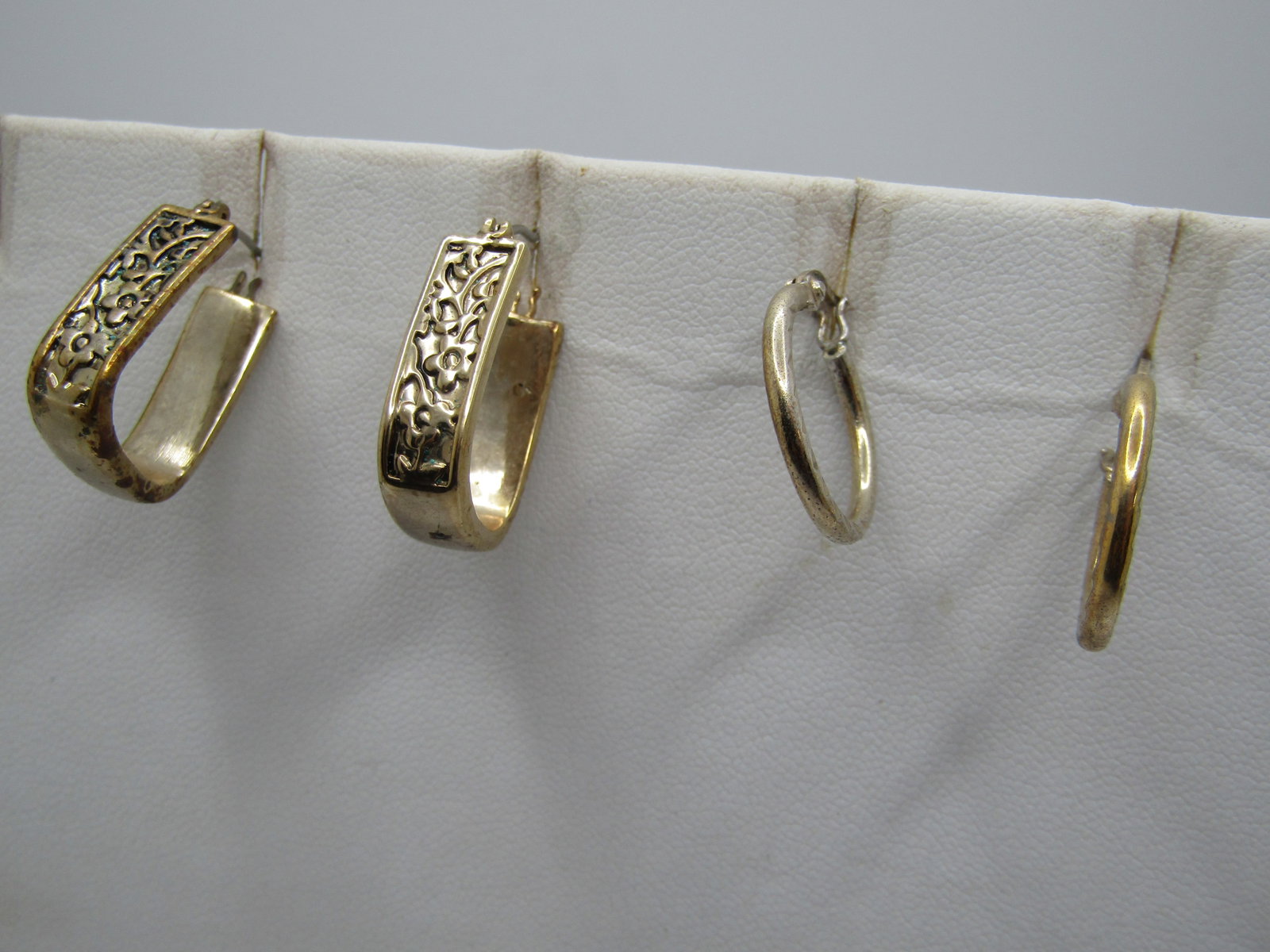 Vintage Sterling Hoop Earrings/Gold Tone Hoop Earrings, Pierced, 1980's - 3