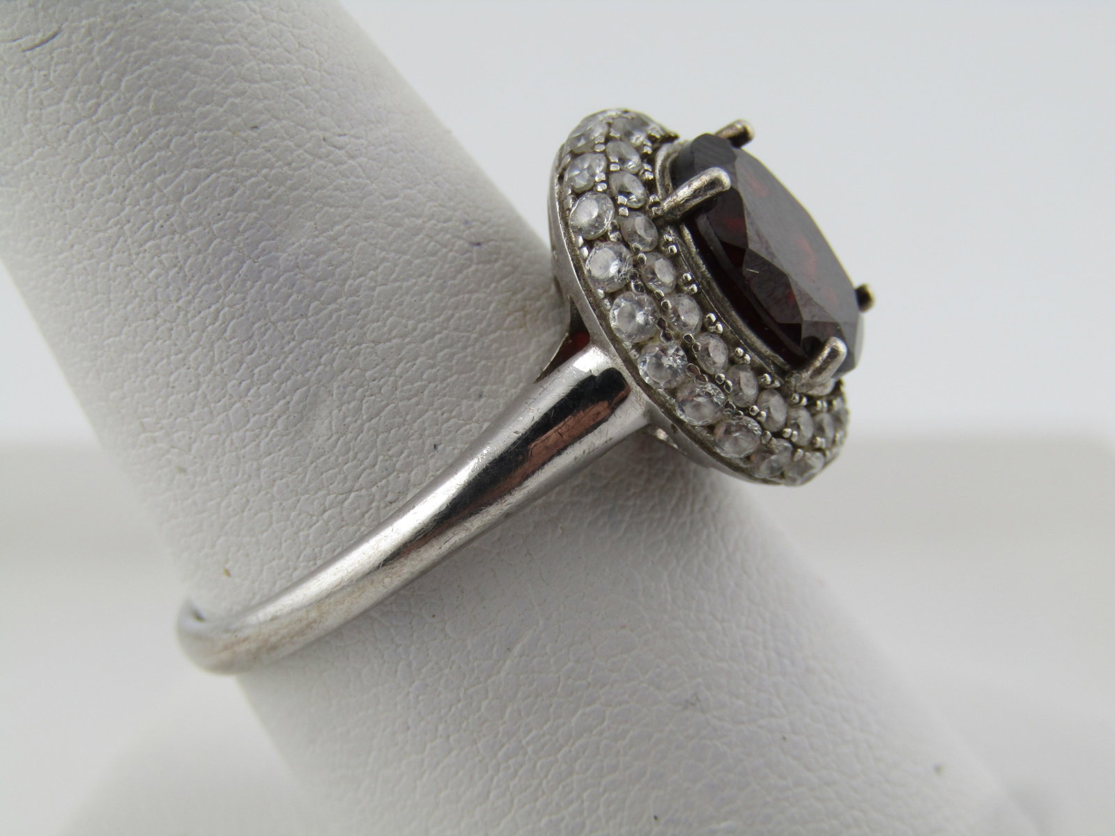 Sterling Silver Red Tourmaline CZ Ring, Sz. 9.5, 1990's, Signed - 3
