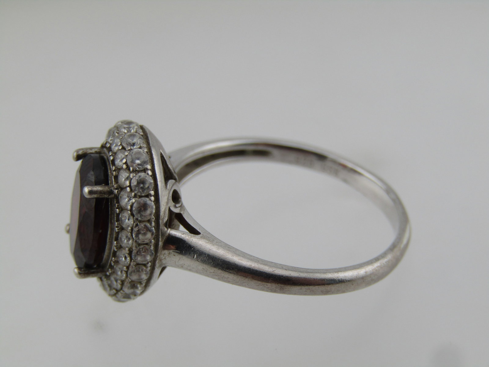 Sterling Silver Red Tourmaline CZ Ring, Sz. 9.5, 1990's, Signed - 6