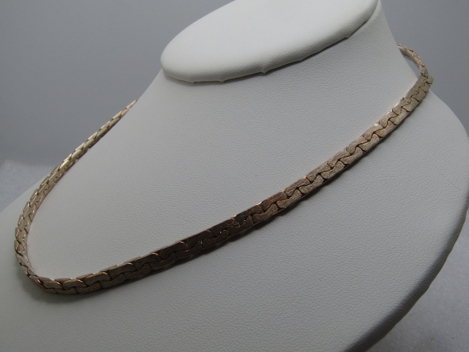 Vintage Sterling 4.5mm Herringbone Necklace, 16.5". Box Clasp, 1980's - 2