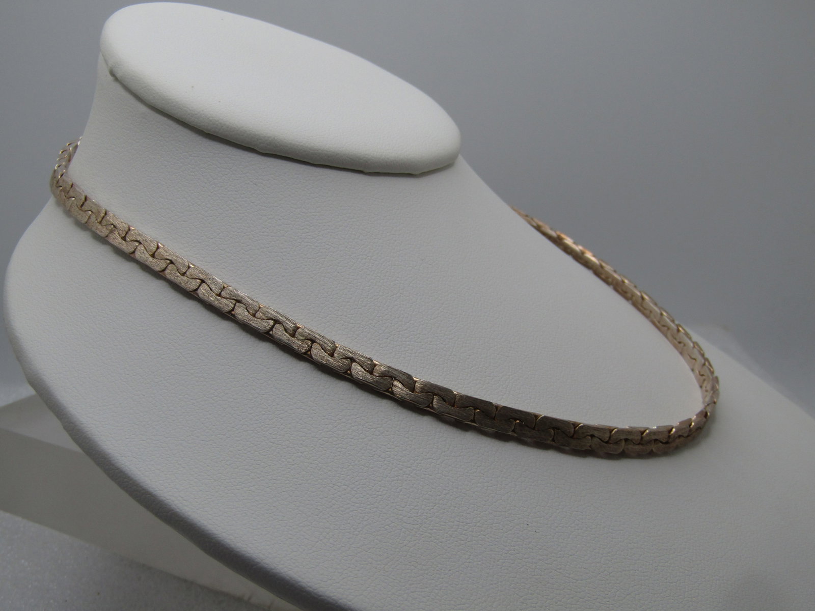 Vintage Sterling 4.5mm Herringbone Necklace, 16.5". Box Clasp, 1980's - 3