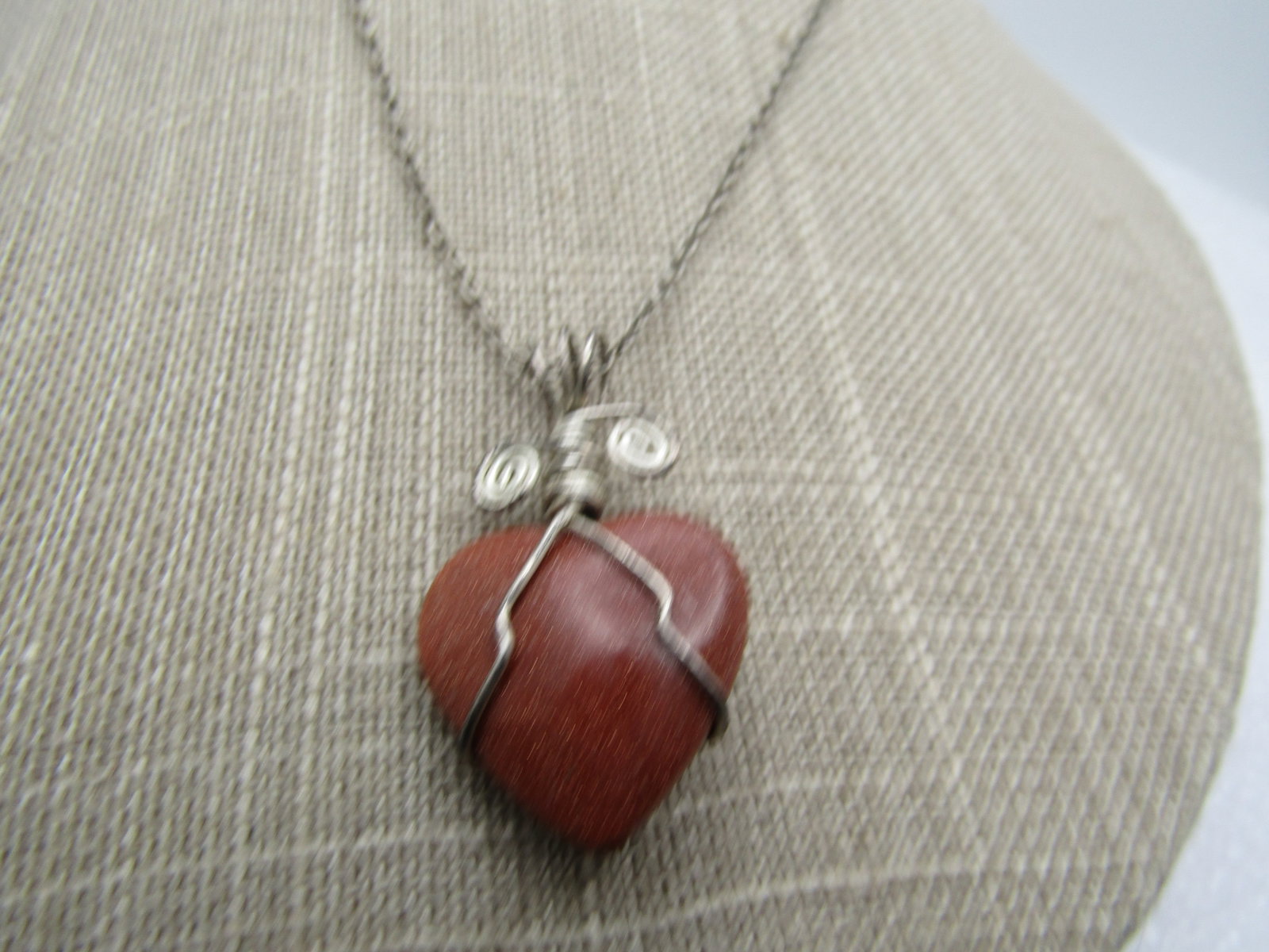 Vintage Sterling Wrapped Goldstone Heart Necklace , 16" Chain - 4