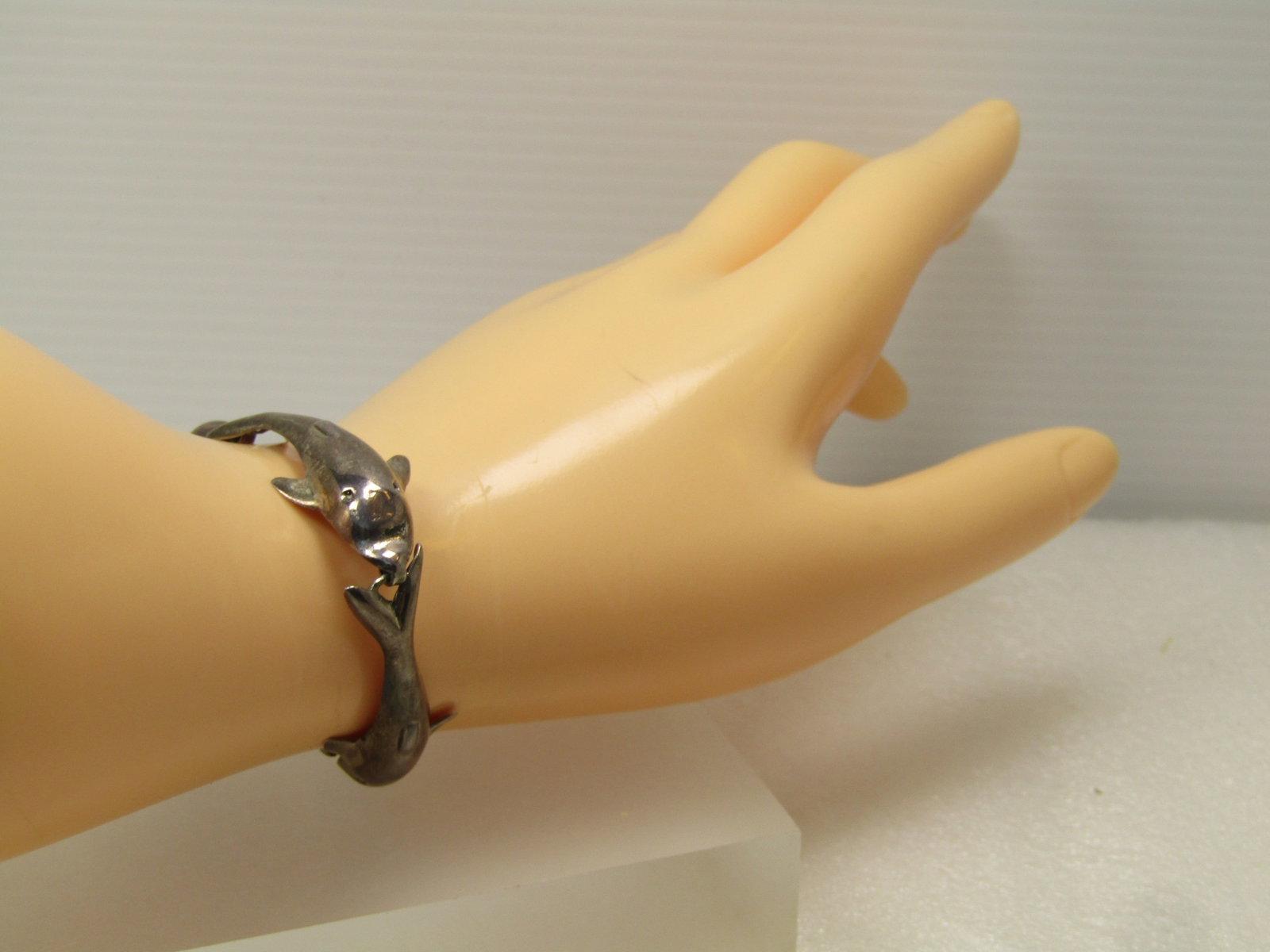 Vintage Sterling Silver Four Dolpin Link Bracelet, 7", 1980's - 6