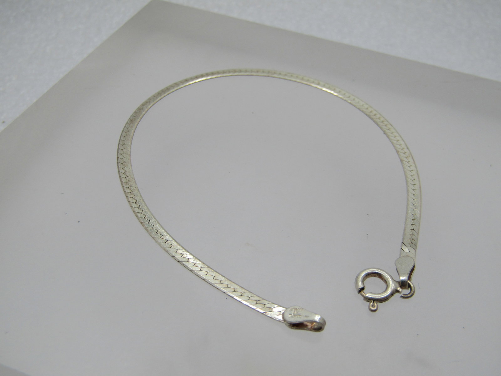 Vintage Sterling Herringbone Bracelet , 7", 2.5mm wide. 1980's-1990's - 3