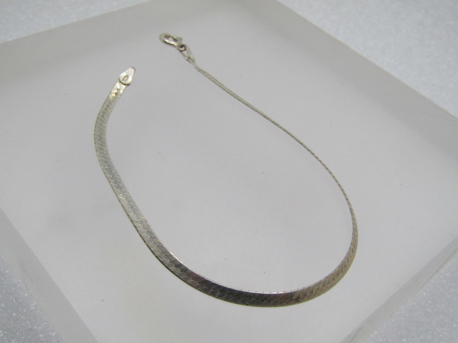 Vintage Sterling Herringbone Bracelet , 7", 2.5mm wide. 1980's-1990's - 4