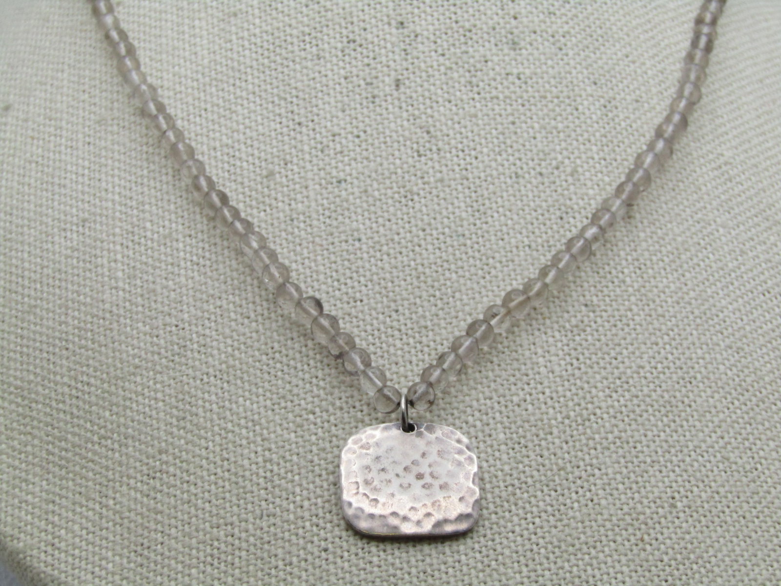 Vintage Sterling and Clear Topaz Beaded Necklace, 16.5", 1980's-1990's - 6