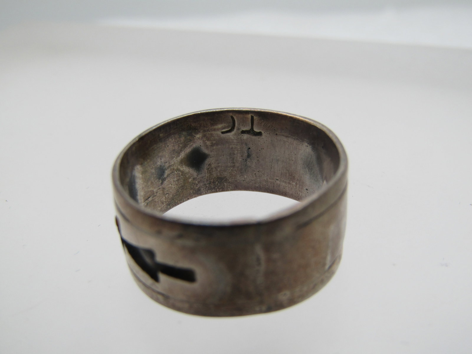 Vintage Sterling Southwestern Inlaid 9mm Band Ring, Sz. 7, Signed, 1960's-1970's - 6