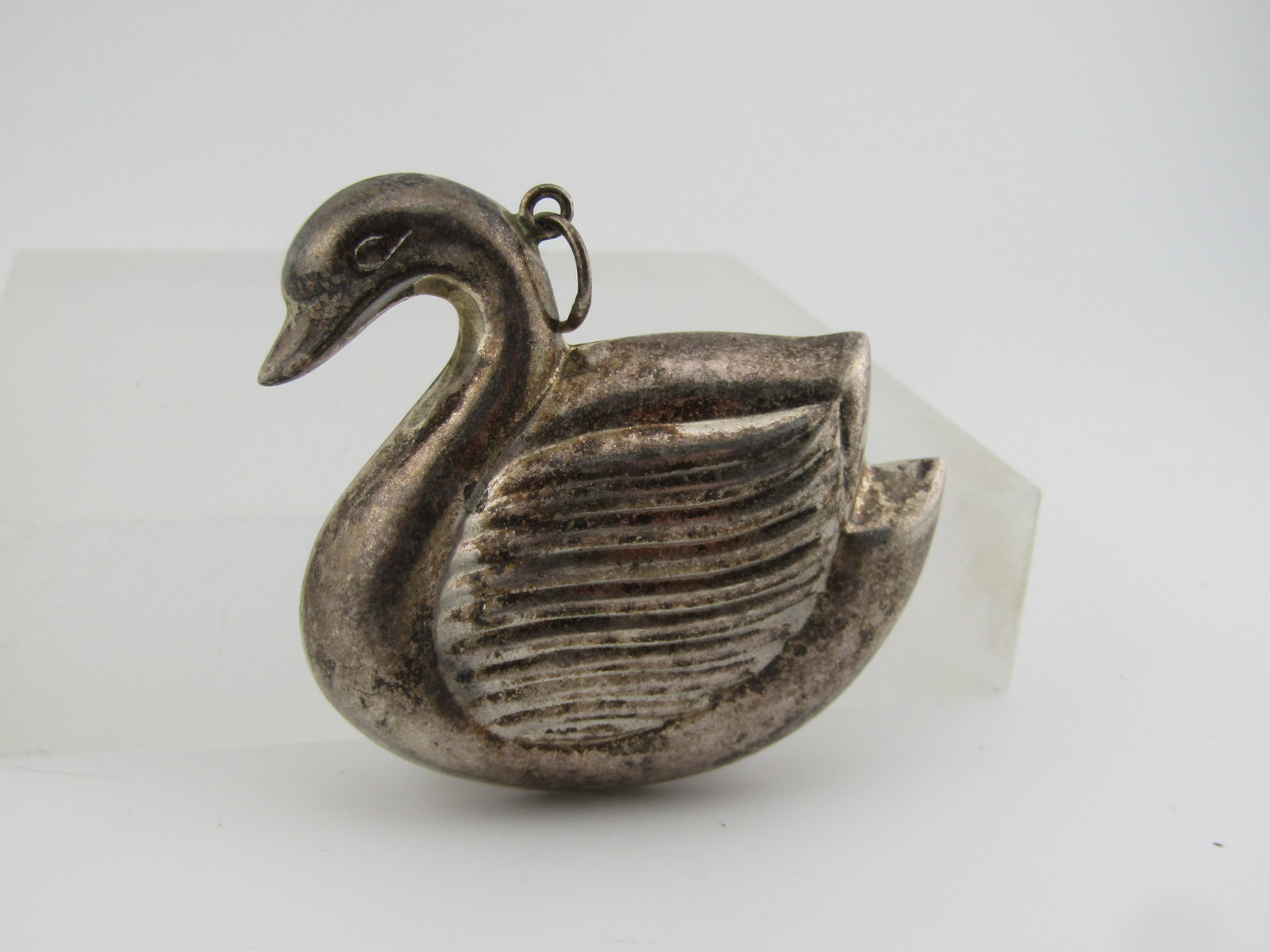 Vintage Sterling Puffy Swan Pendant, 1940's-1960's - 2
