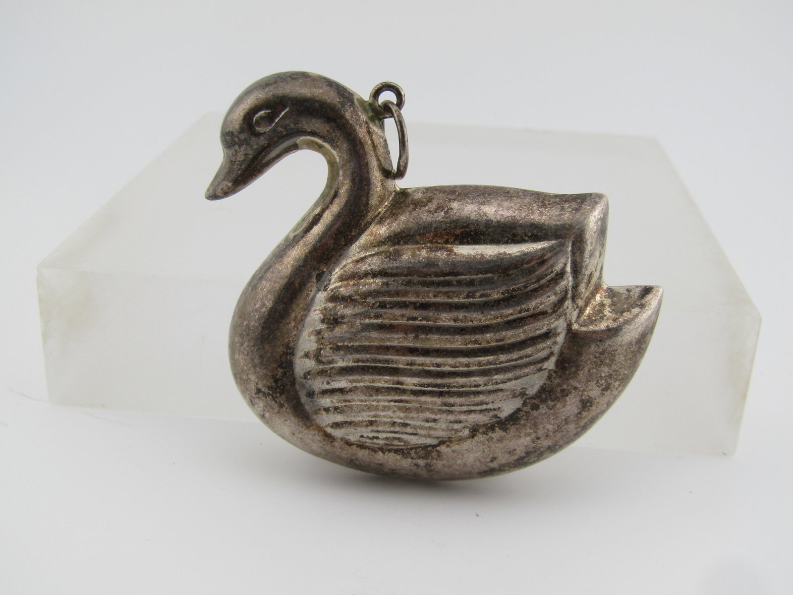 Vintage Sterling Puffy Swan Pendant, 1940's-1960's - 3