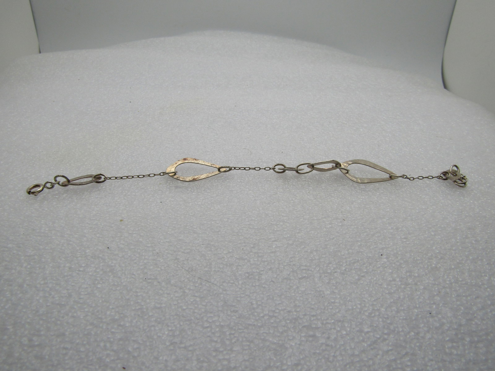 Vintage Sterling Hammered Open Link Bracelet, 7.25", 1980's-1990's - 2