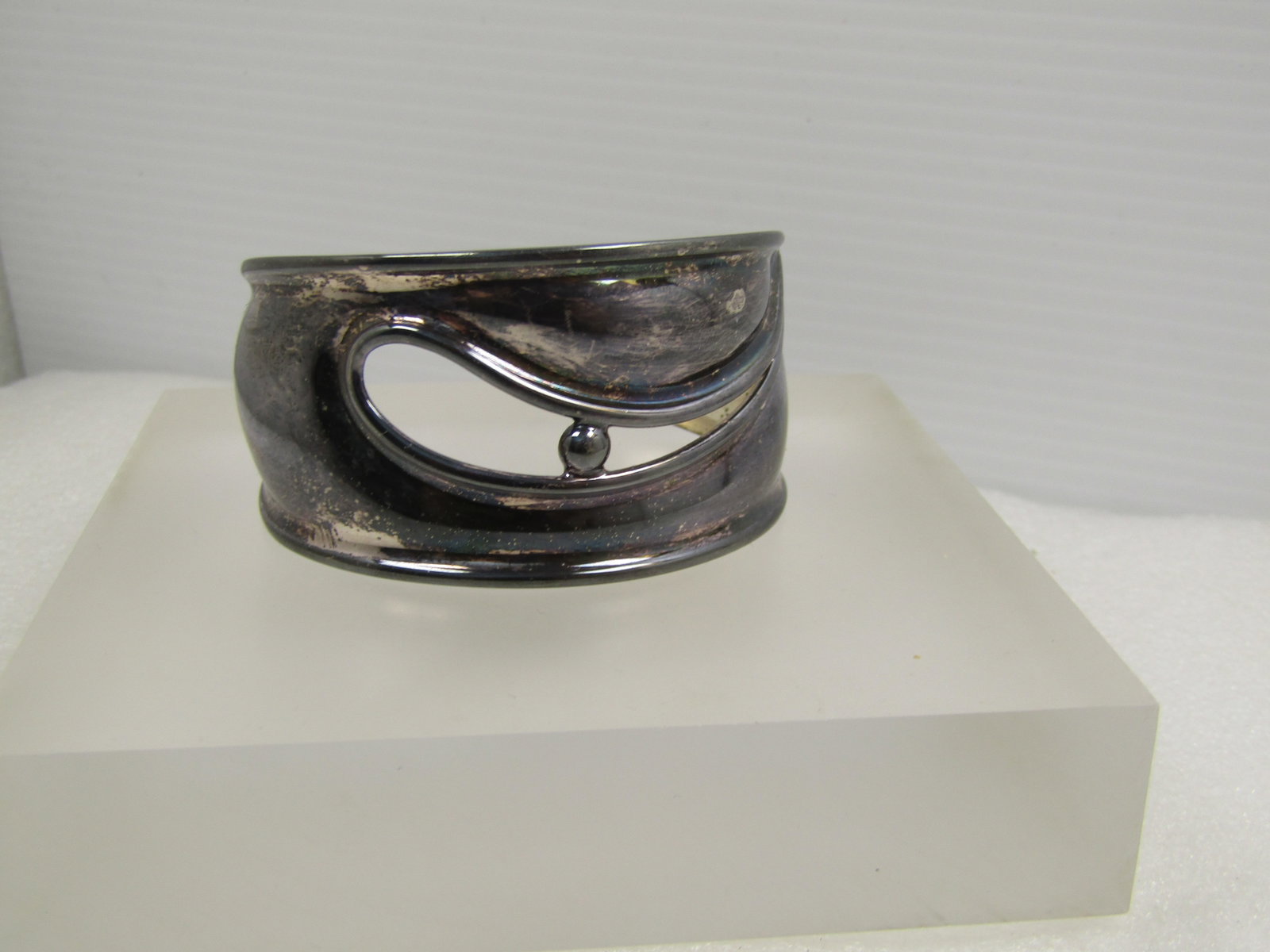 Vintage Sterling Wide Cuff Bracelet, Danish Modernist, Signed, Post Mid-Century: Title: Vintage Sterling Wide Cuff Bracelet, Danish Modernist, Signed, Post Mid-Century Description: Vintage Sterling Wide Cuff Bracelet, 6.5" Modernist, Made in Denmark, Signed, Post Mid-Century. This