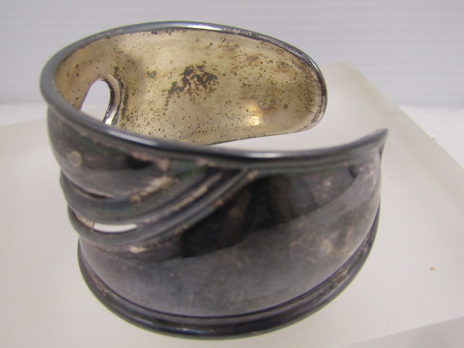 Vintage Sterling Wide Cuff Bracelet, Danish Modernist, Signed, Post Mid-Century - 5
