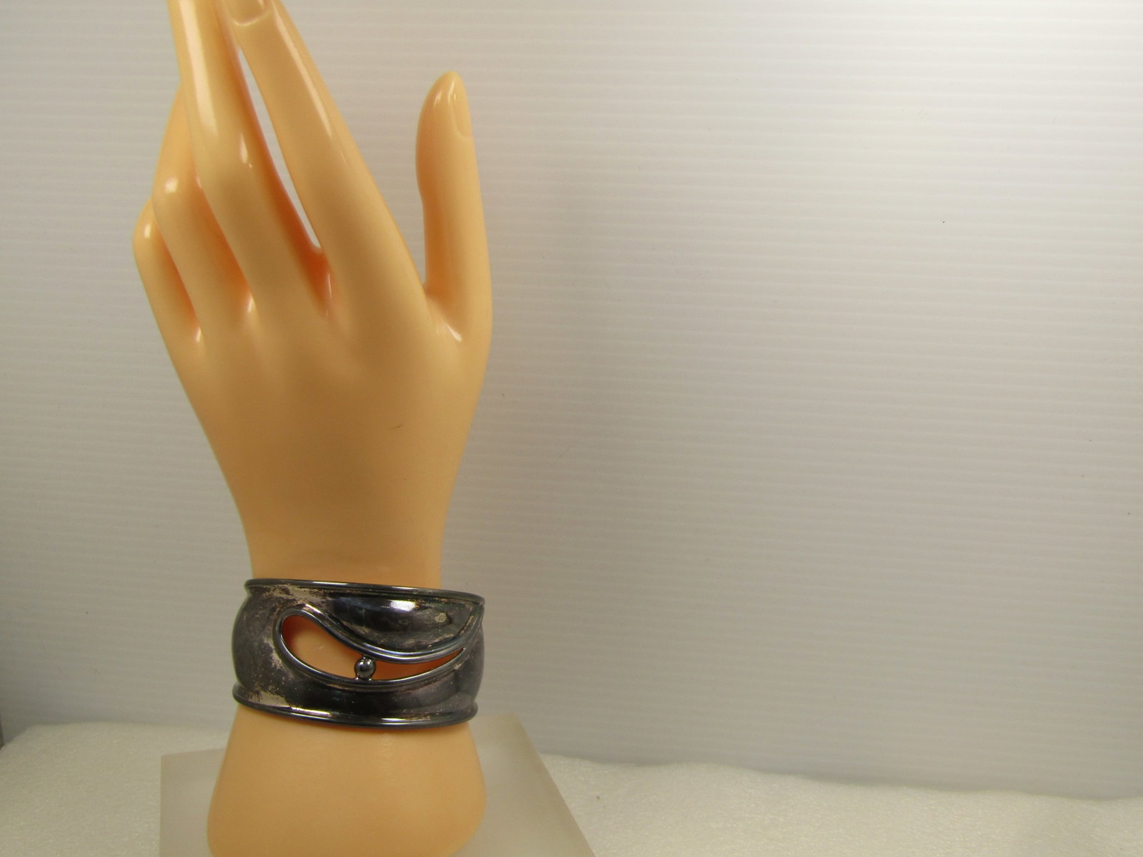 Vintage Sterling Wide Cuff Bracelet, Danish Modernist, Signed, Post Mid-Century - 6