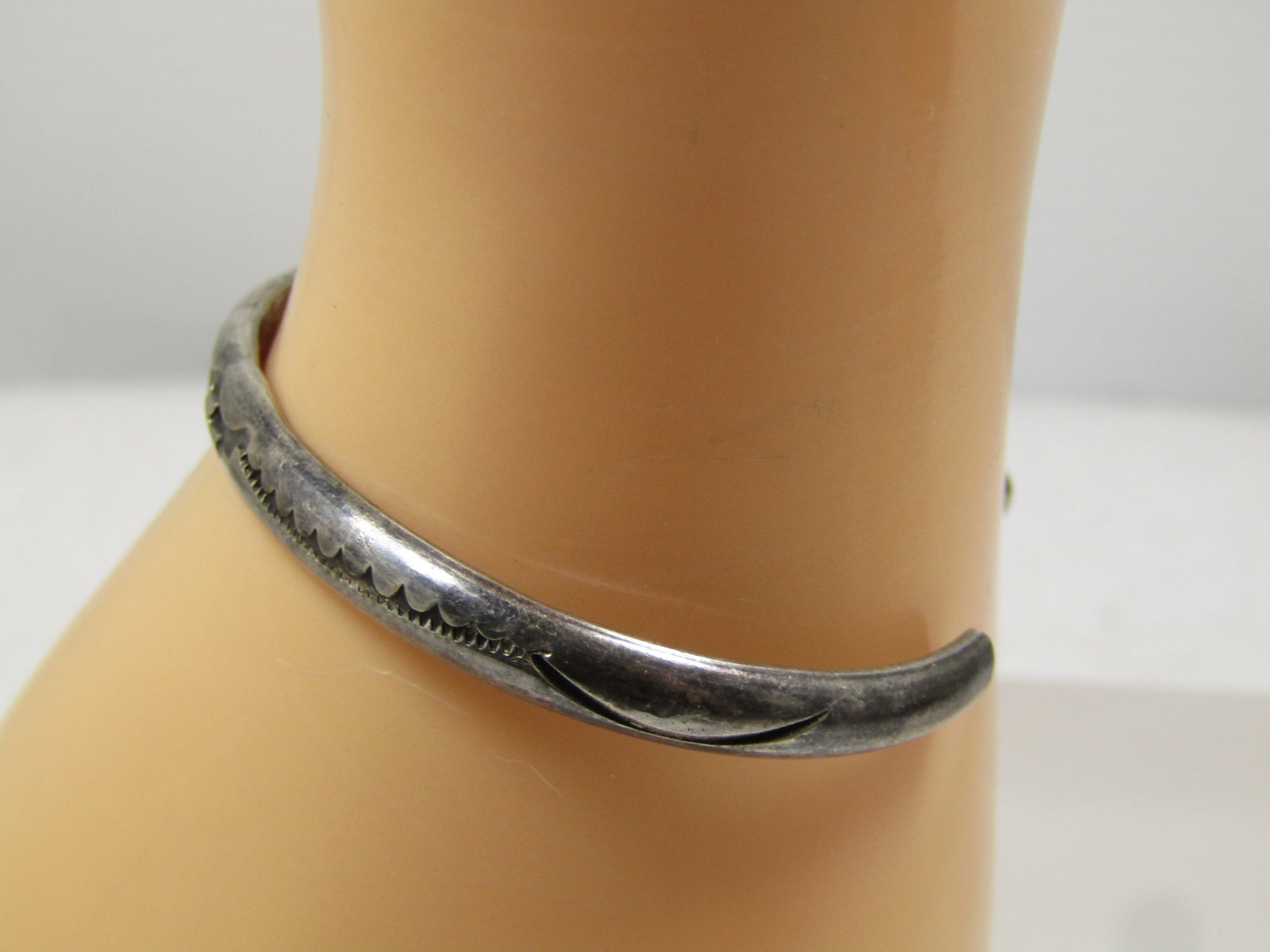 Vintage Navajo Stamped Cuff Bracelet, 6.5", 1960's-1970's, Signed E. Y. (Elsie Yazzie) - 2