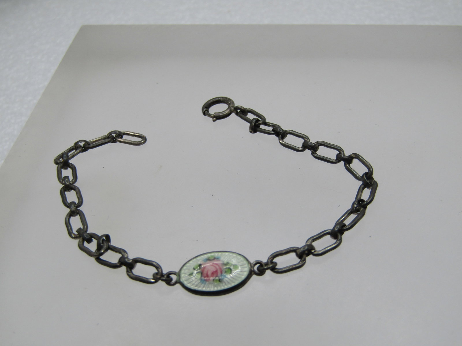 Antique Sterling Guilloche Rose Bracelet, 6", 1920's-1930's (1 of 5)