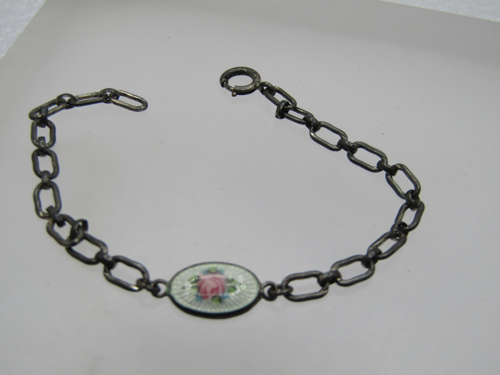 Antique Sterling Guilloche Rose Bracelet, 6", 1920's-1930's - 2