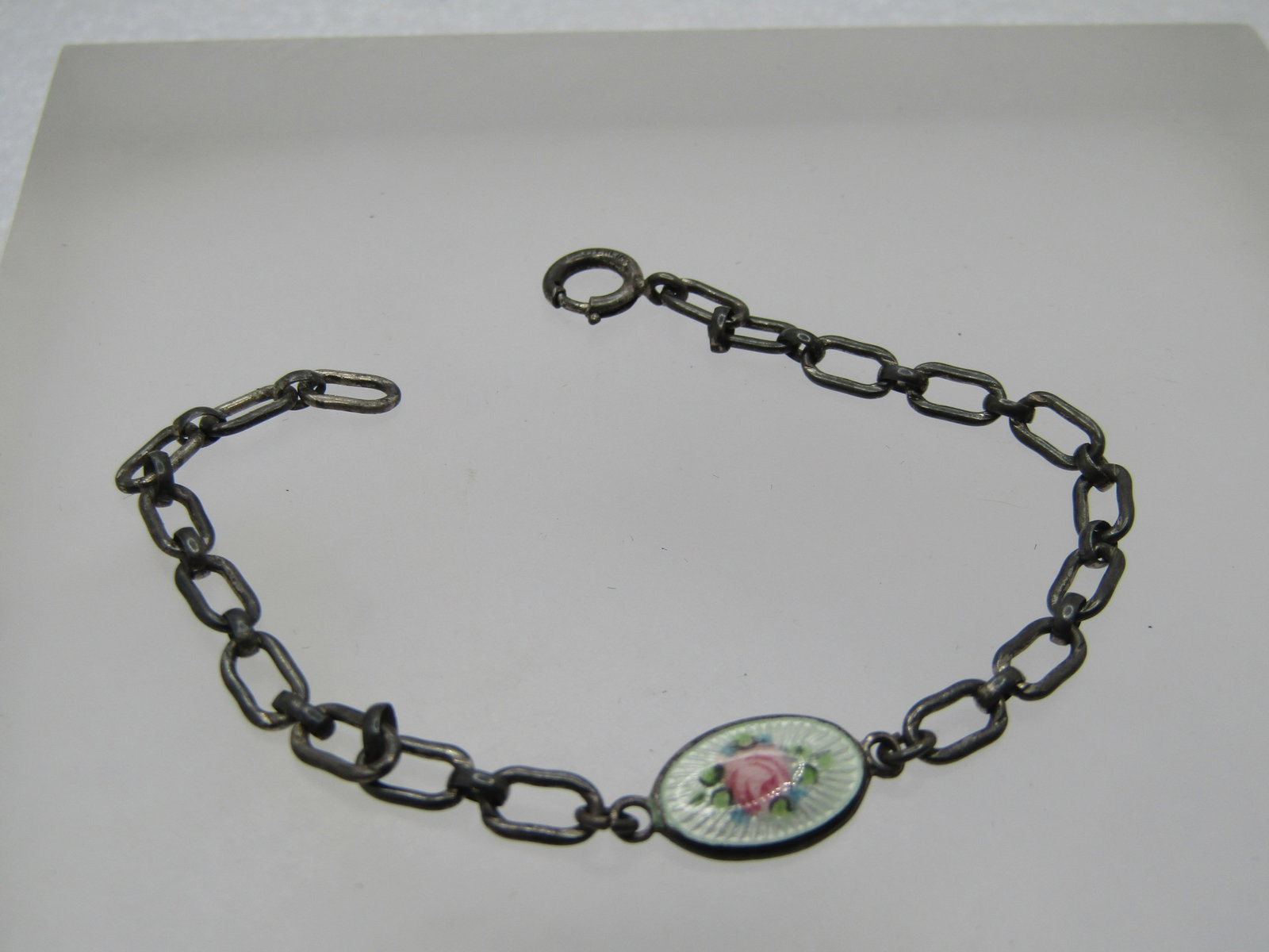Antique Sterling Guilloche Rose Bracelet, 6", 1920's-1930's - 3