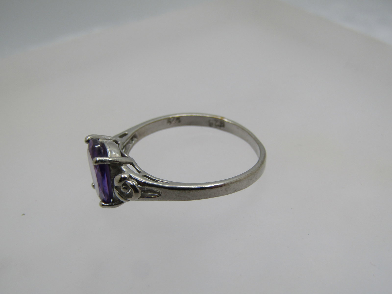 Vintage Silver Plated Amethyst Ring, Sz. 8, 1980's-1990's - 6