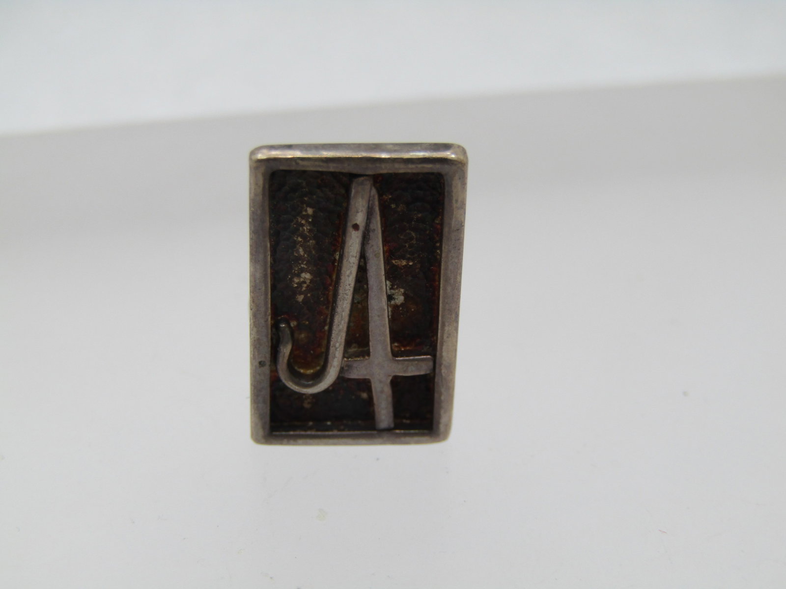 Vintage Sterling Cross and Shepherd's Crook Tack Pin, Signed MW, 1970's - 2