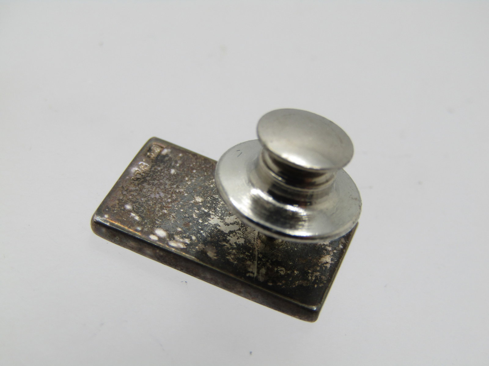 Vintage Sterling Cross and Shepherd's Crook Tack Pin, Signed MW, 1970's - 3