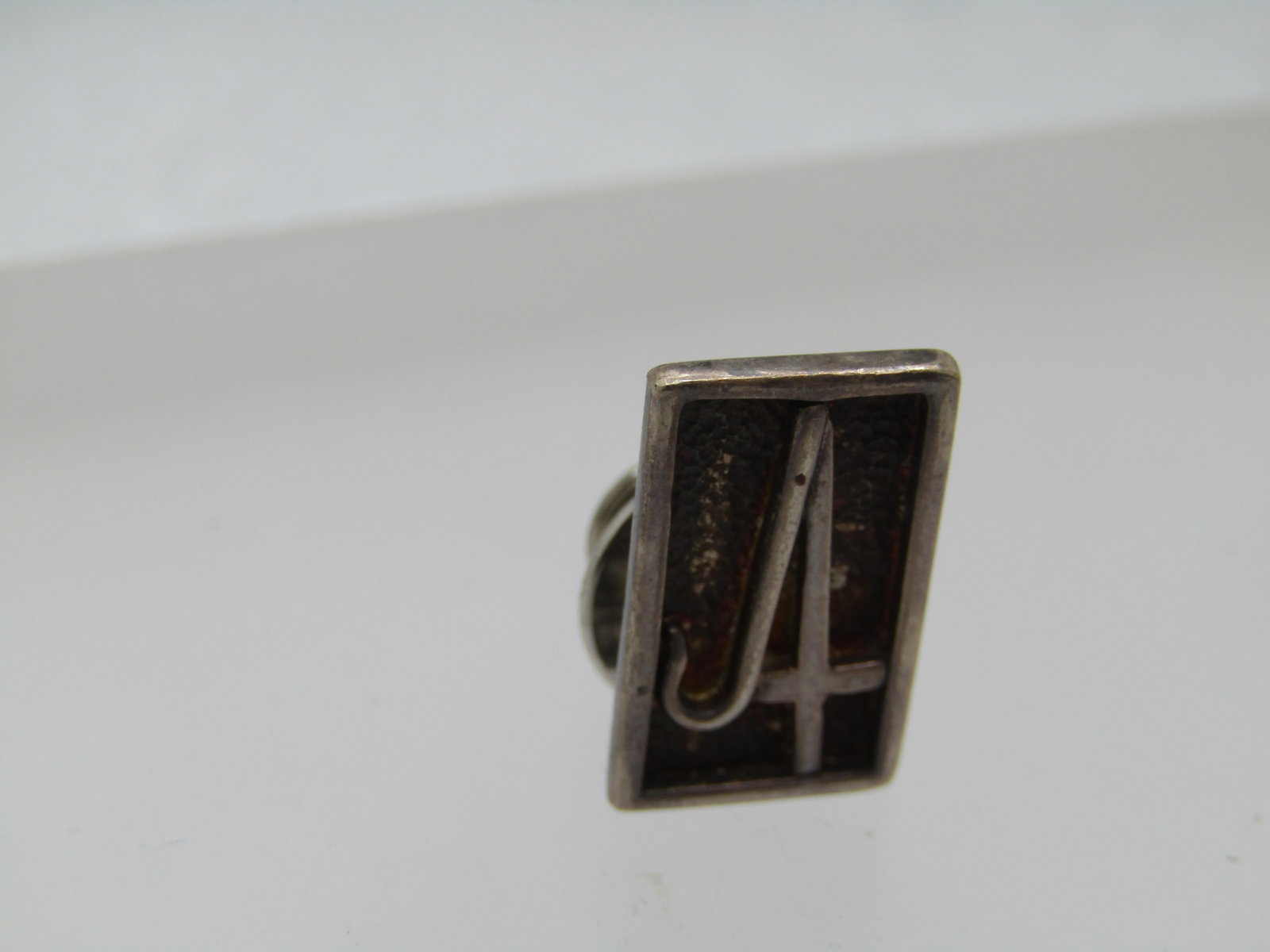Vintage Sterling Cross and Shepherd's Crook Tack Pin, Signed MW, 1970's - 4