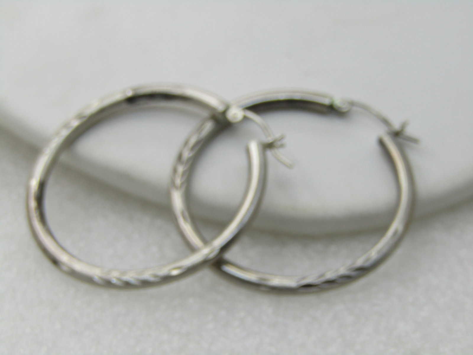 Vintage Sterling Silver Hoop Earrings, Pierced, 1-5/8" (1 of 5)